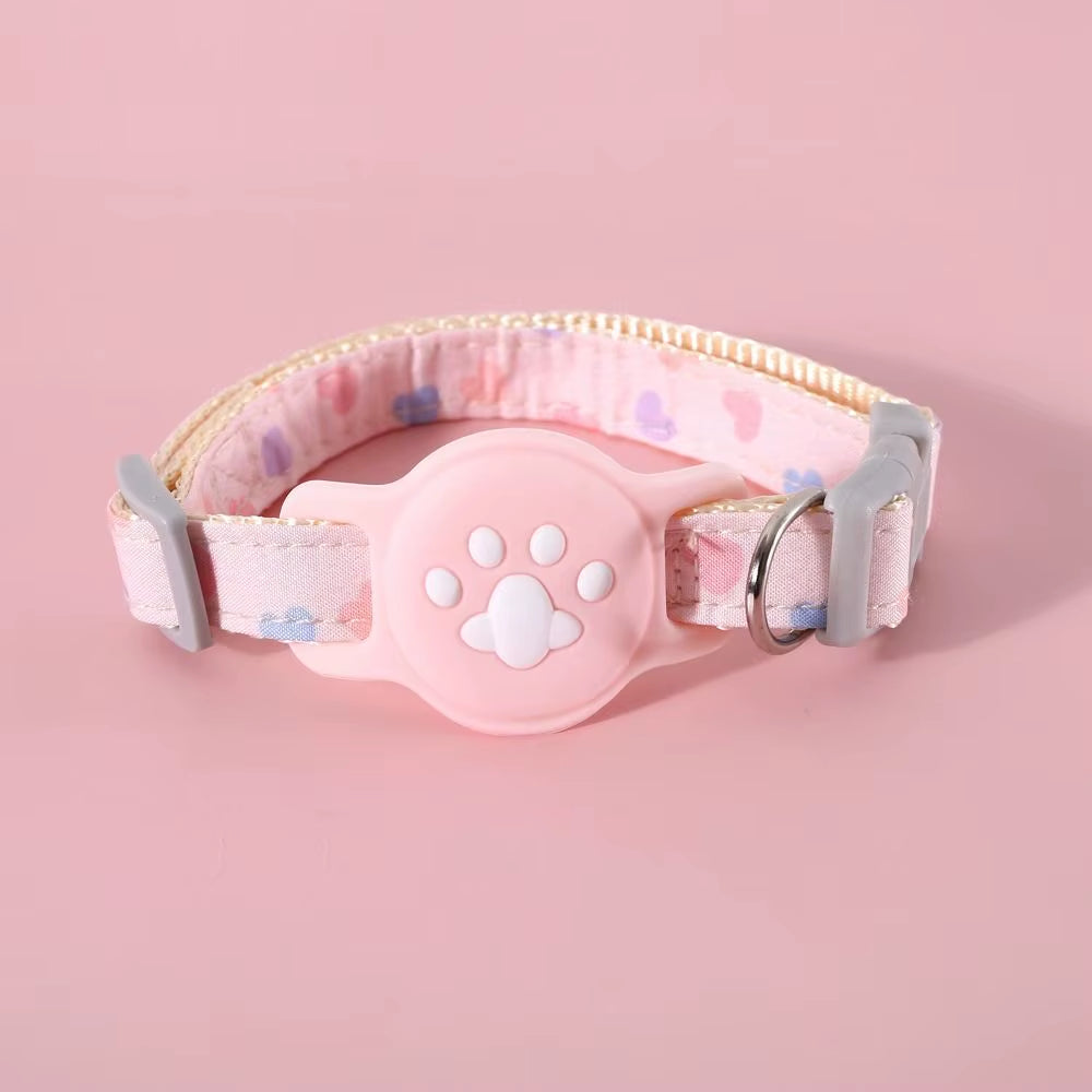 Nylon Pet Locator Collar Glow-In-The-Dark Adjustable Dog Cat Collar Anti-Lost Silicone Tracker Protective Cover for Airtag Pet