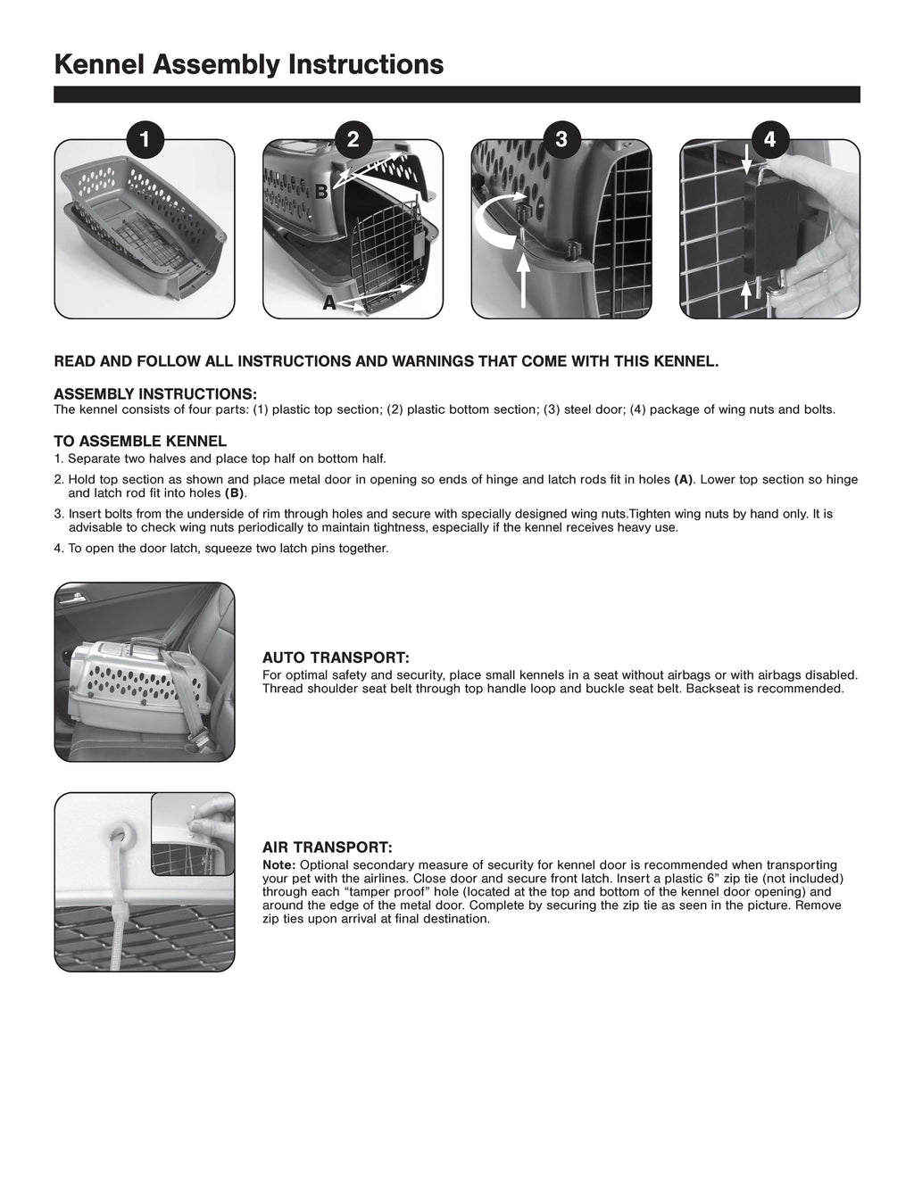 Pet Portable Kennel for Dogs, Hard-Sided Travel Carrier, Durable, Metal Door, Black & Grey, for Pets up to 15 Lbs, 23" L X 15.2" W X 11.8" H