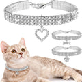 3 Pieces Bling Rhinestones Pet Collars Glitter Pendant Dog Collars Adjustable Crystal Cat Collar Elastic Pet Necklace for Small Pet Cat Dogs Puppy