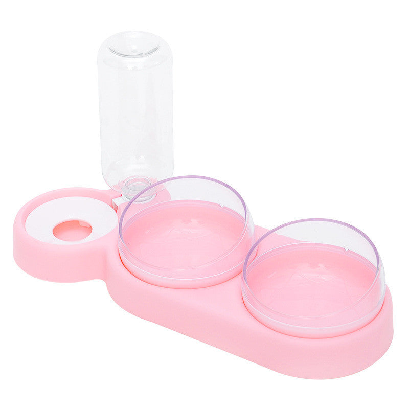 Pet Cat Bowl Automatic Feeder Dog Cat Food Bowl with Water Fountain Double Bowl Drinking Raised Stand