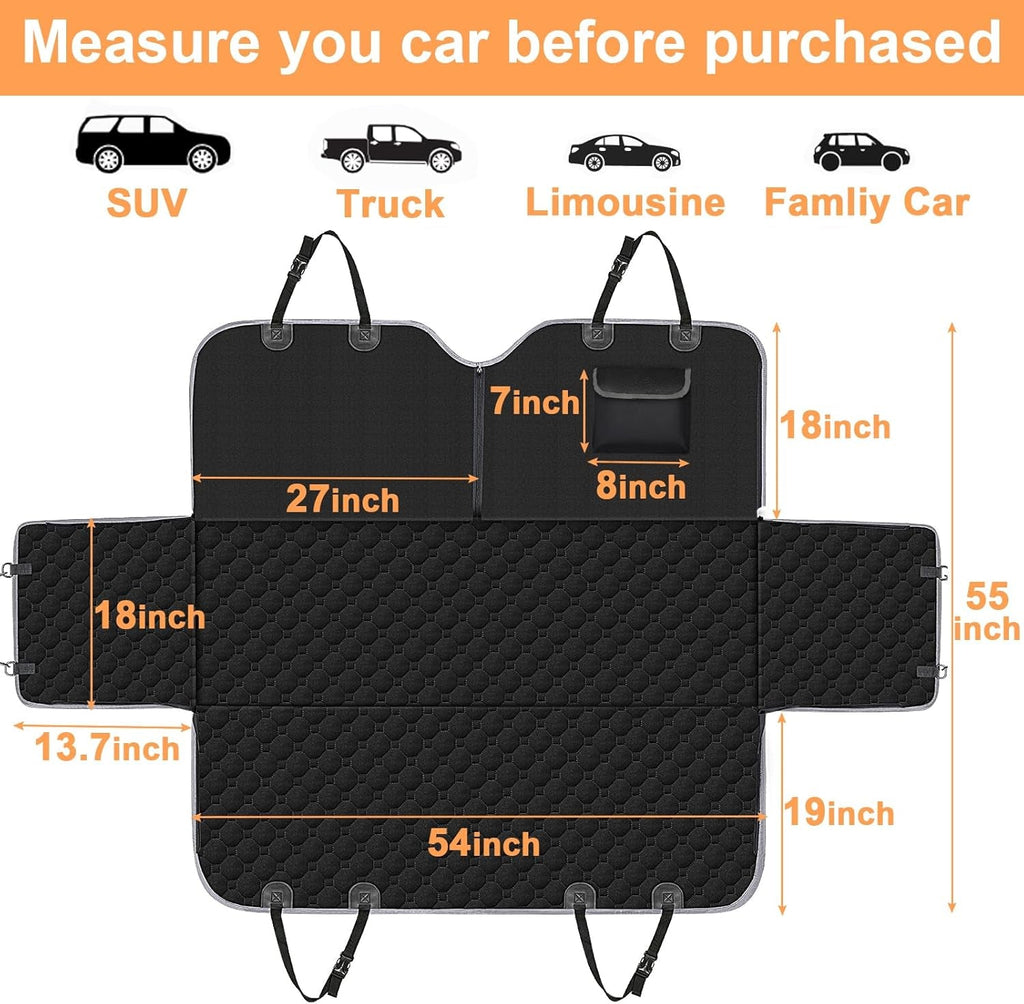 Dog Car Seat Cover for Back Seat, 2026 Upgraded 600D Heavy Duty Waterproof & Scratch-Resistant Dog Hammock for Car, Back Seat Pet Cover