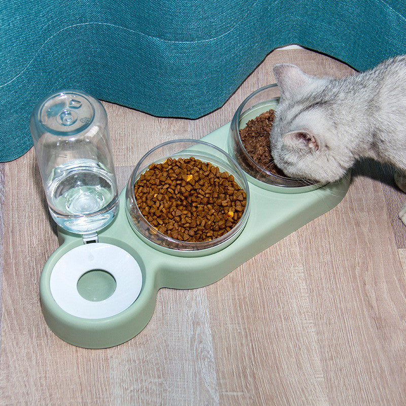 Pet Cat Bowl Automatic Feeder Dog Cat Food Bowl with Water Fountain Double Bowl Drinking Raised Stand