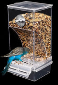 No Mess Bird Feeder,Bird Feeder for Cage,Automatic Acrylic Parakeet Feeder Cage Accessories for Small Birds Parrot Parakeets Canary Cockatiel Finch(Transparent)