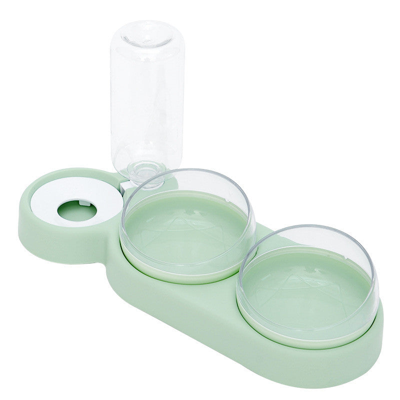 Pet Cat Bowl Automatic Feeder Dog Cat Food Bowl with Water Fountain Double Bowl Drinking Raised Stand
