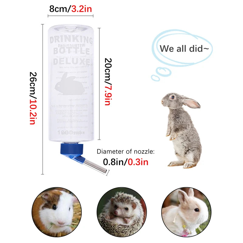 1 PC 1000Ml Random Color Small Animals Drinker Auto Drinking Hangable Water Bottle for Rabbit Guinea Pig Parrot Rabbit Feeder